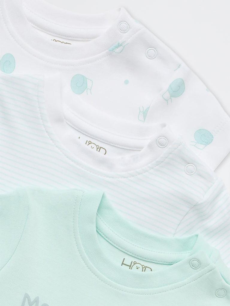 HOP Baby Boys Multicolour Printed Cotton T-Shirts - Pack of 3