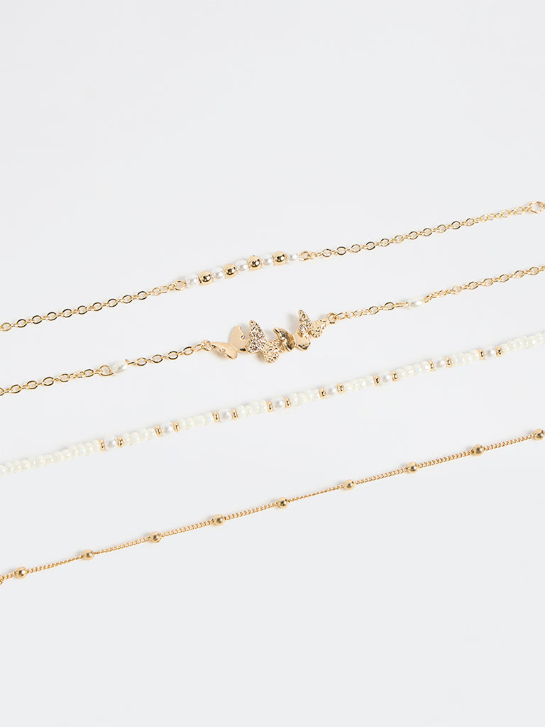 Westside Accessories Gold and White Bracelets - Pack of 4