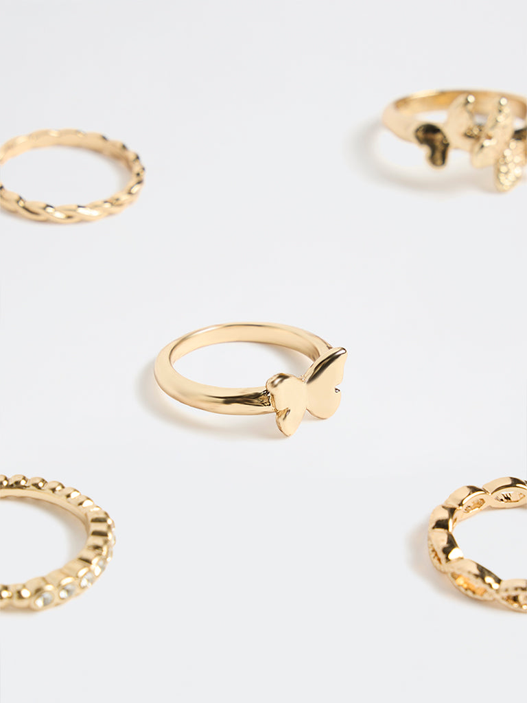 Westside Accessories Gold Butterfly Rings - Pack of 5