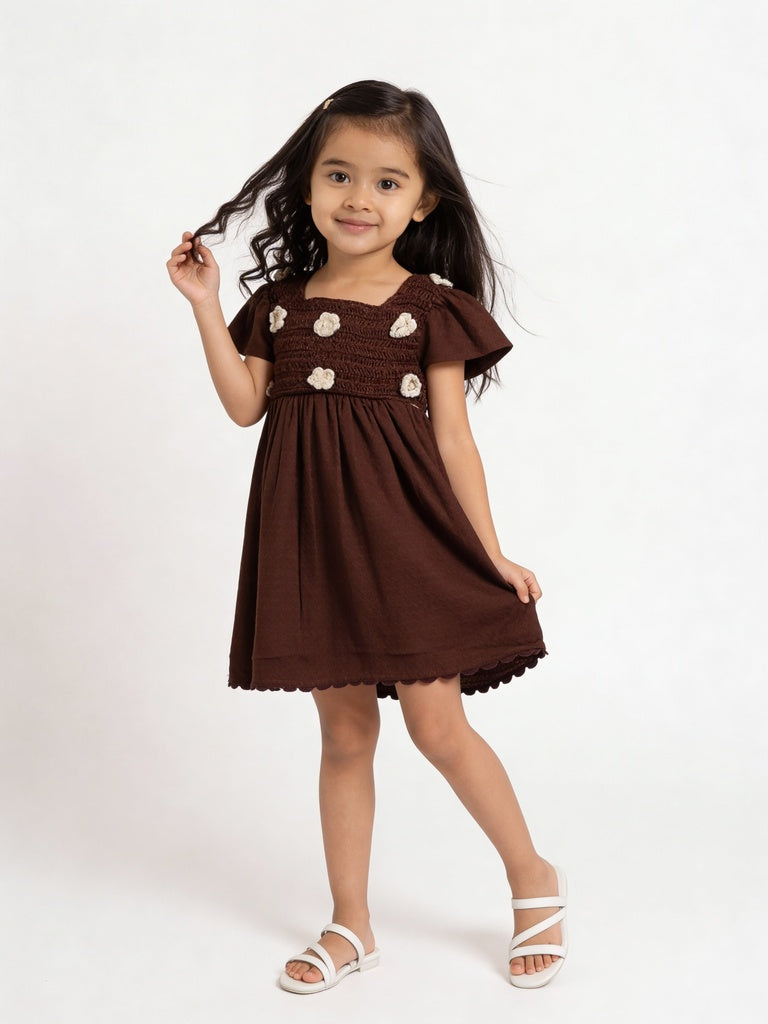 girls brown dress Buy HOP Kids Girls Brown Floral Bodice Cotton Fit and Flare Dress from  Westside
