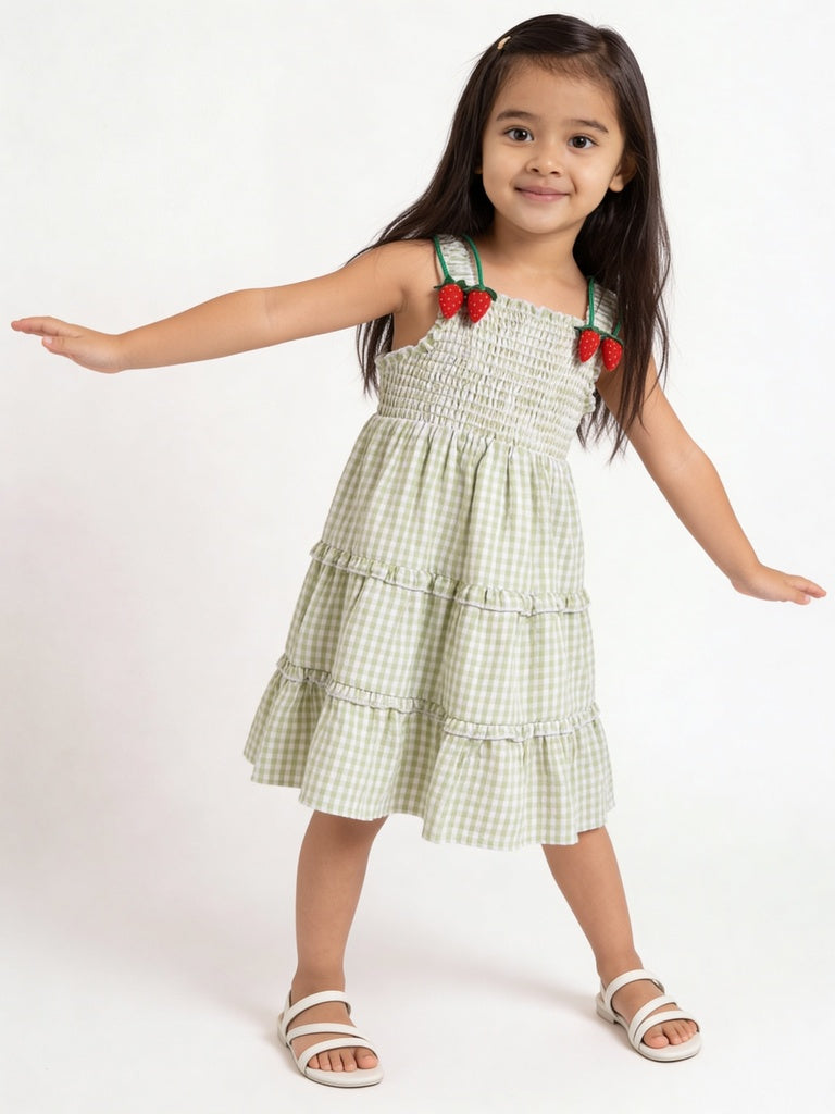Buy HOP Kids Girls Lime Printed Cotton Tiered Dress from Westside Buy HOP Kids Girls Lime Printed Cotton Tiered Dress from Westside
