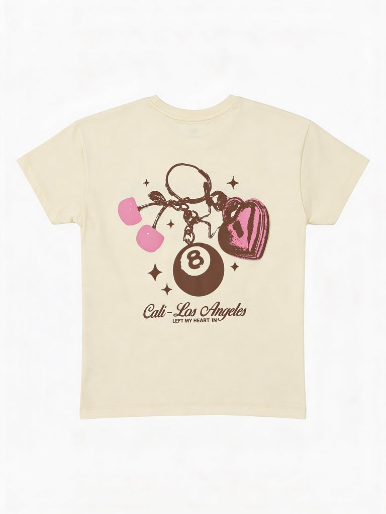 Girls Yellow Graphic Printed Cotton T-Shirt