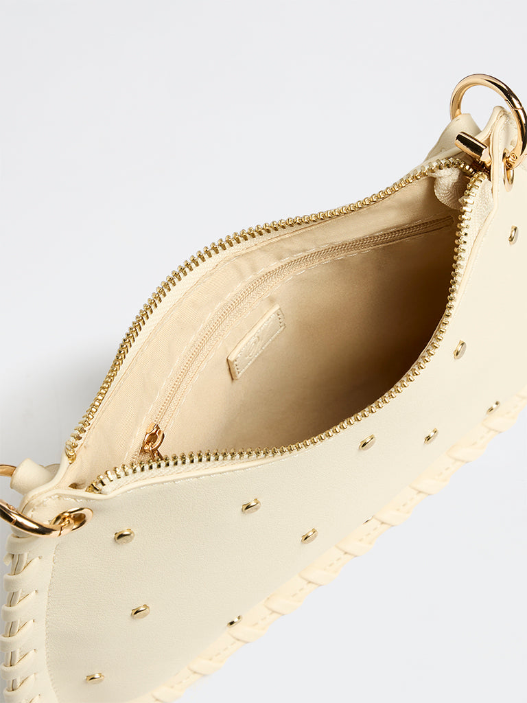 Westside Off-White Stud-Detailed Shoulder Bag