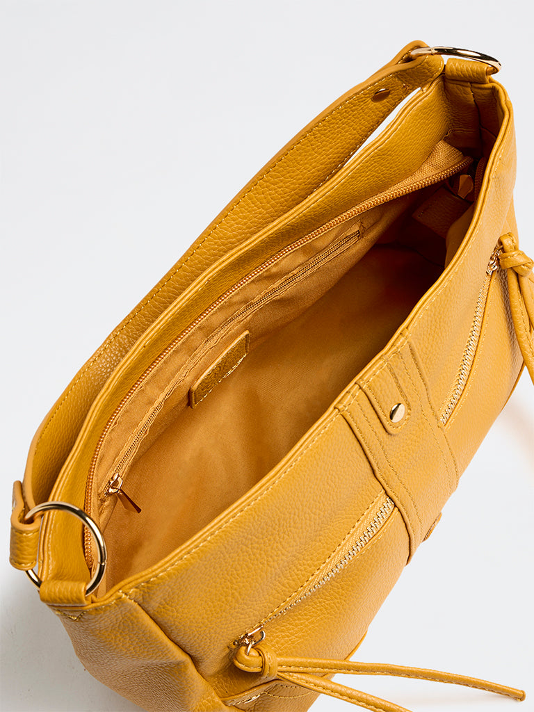 Westside Mustard Textured Sling Bag