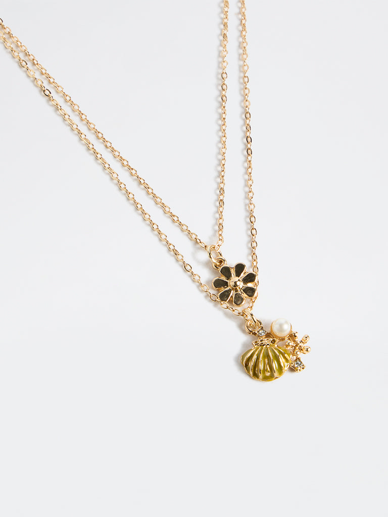 Westside Accessories Gold Pendant Chain Necklaces - Pack of 2
