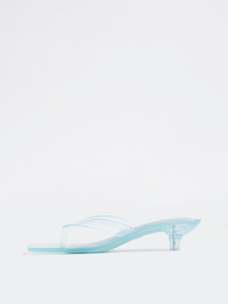 LUNA BLU Blue Thong-Strap Transparent Sandals