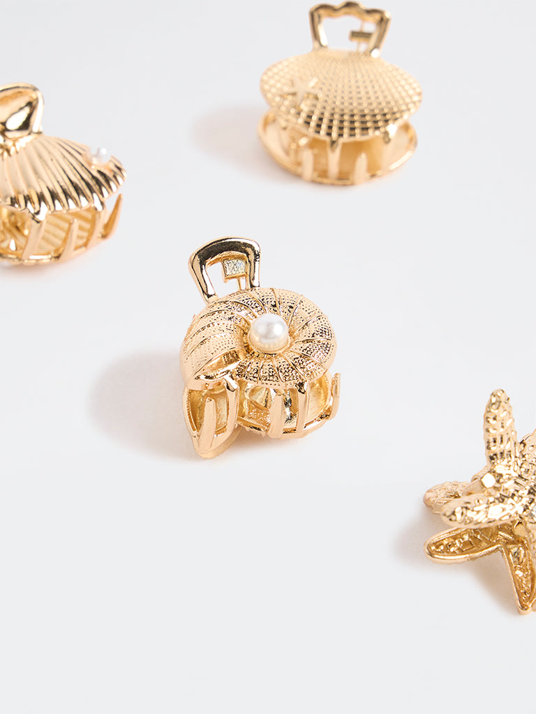 Westside Accessories Gold Ocean-Inspired Clips- Pack of 4