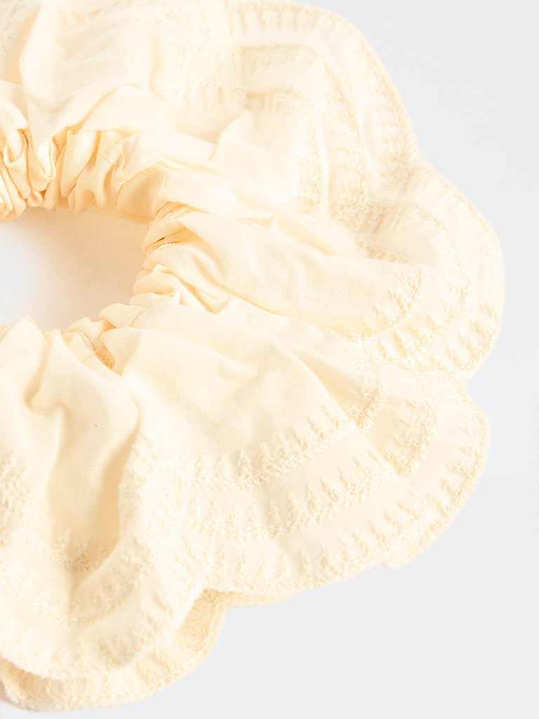 Westside Accessories Cream Textured Scrunchie