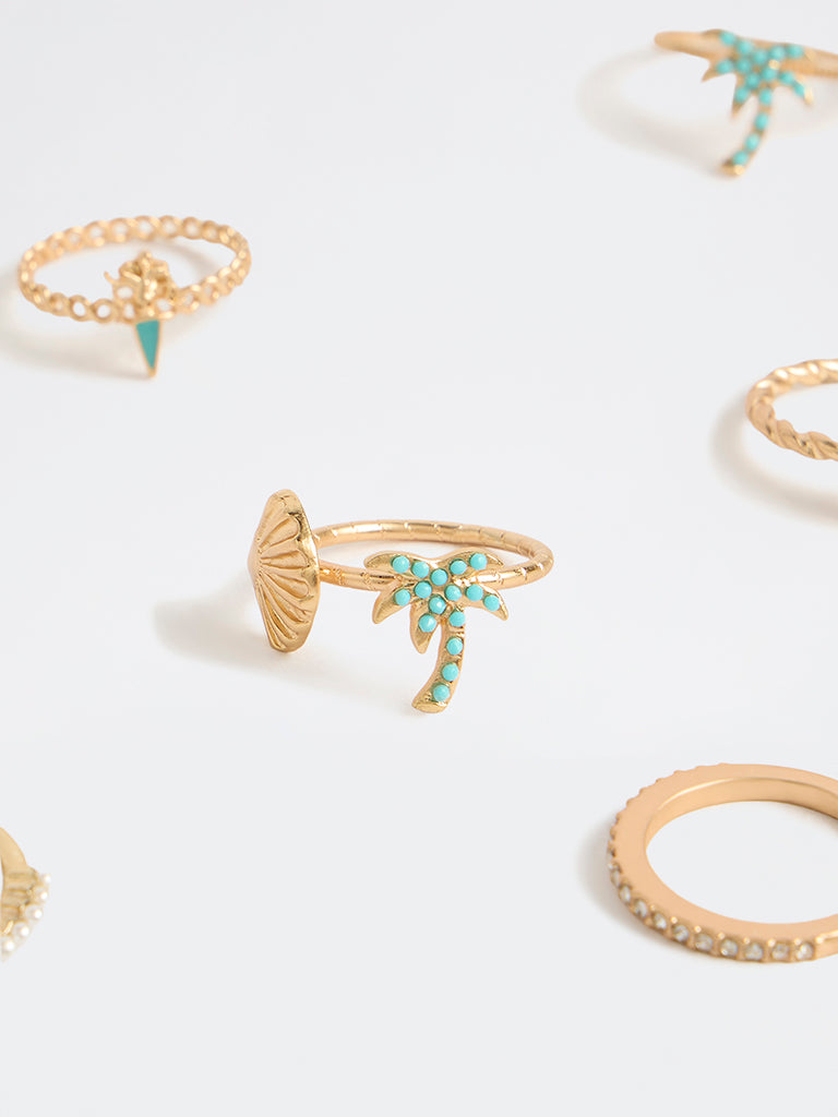 Westside Accessories Gold Multi Stack Rings - Pack of 6