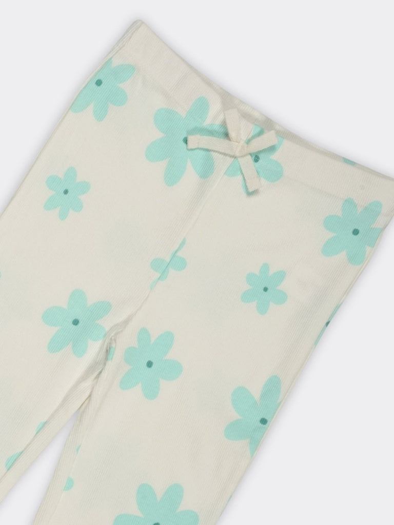 HOP Kids Girls Mint All Over Floral Print Cotton-Blend Pants