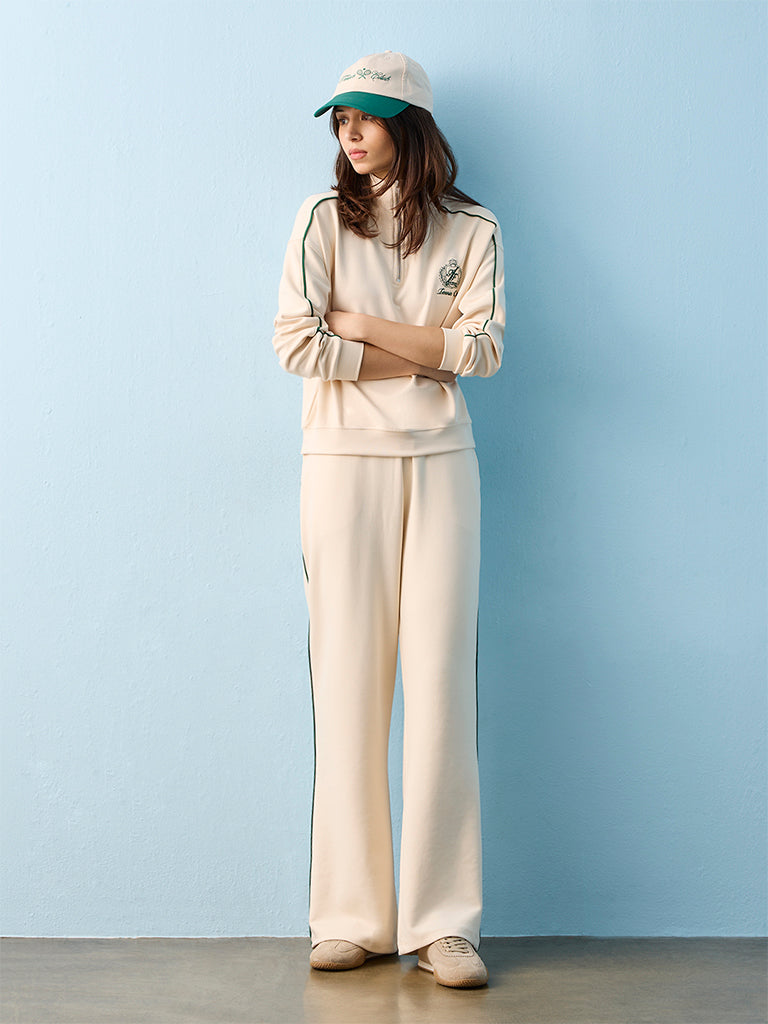 Nuoflexx Cream Pipeline-Detail High-Rise Pants