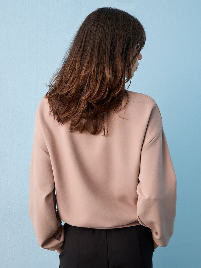 Nuoflexx Taupe Text Detailed Sweatshirt