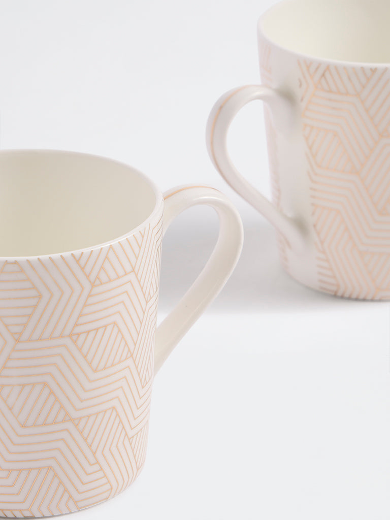 Westside Home White Geometric Pattern Mug