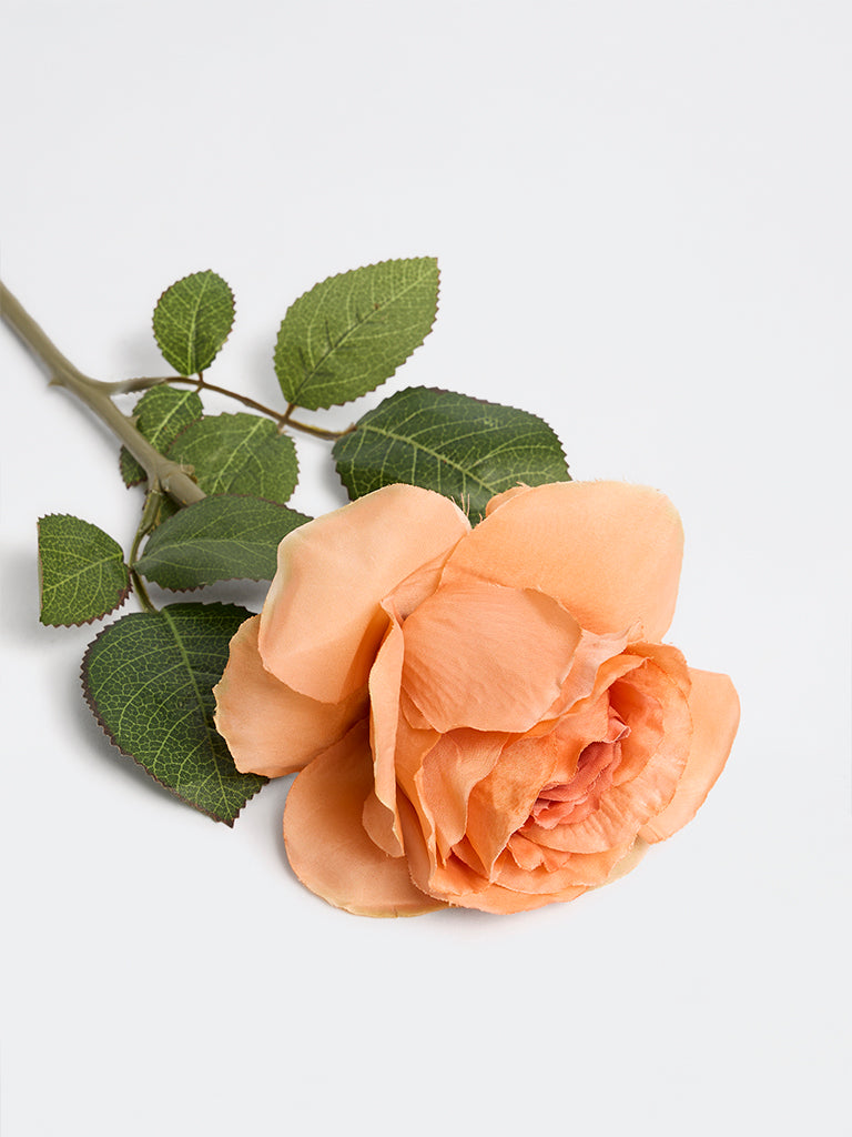 Westside Home Orange Artificial Rose Flower Stem