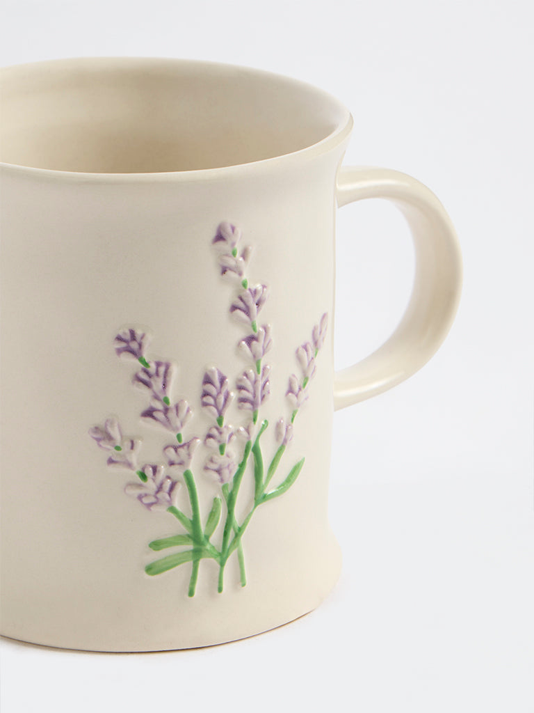 Westside Home Off-White Lavender Design Mug