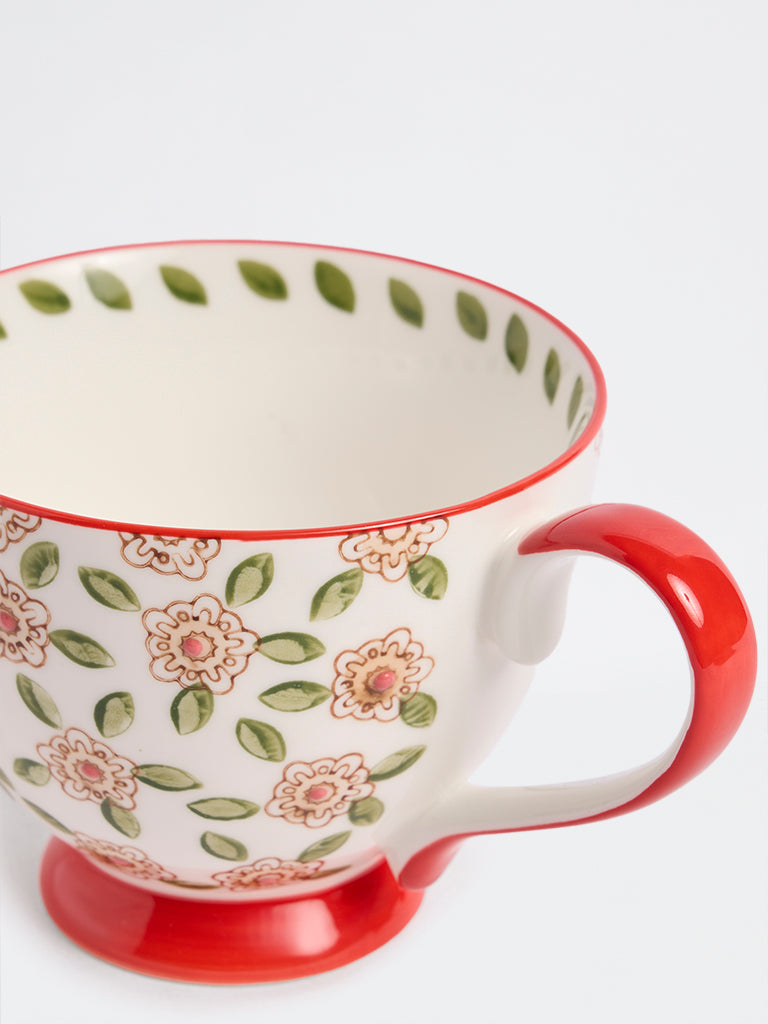 Westside Home Red Floral Pattern Mug