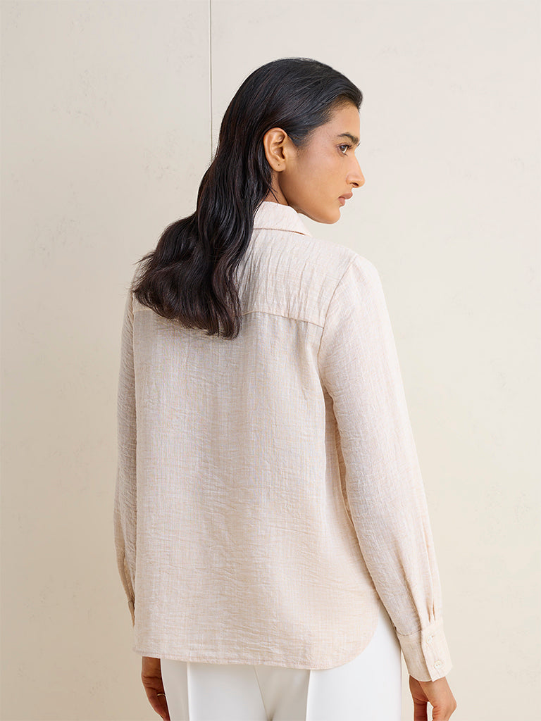 Wardrobe Beige Crinkle-Textured Blouse