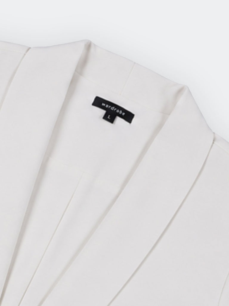 Wardrobe Ivory Solid Cotton-Blend Blazer