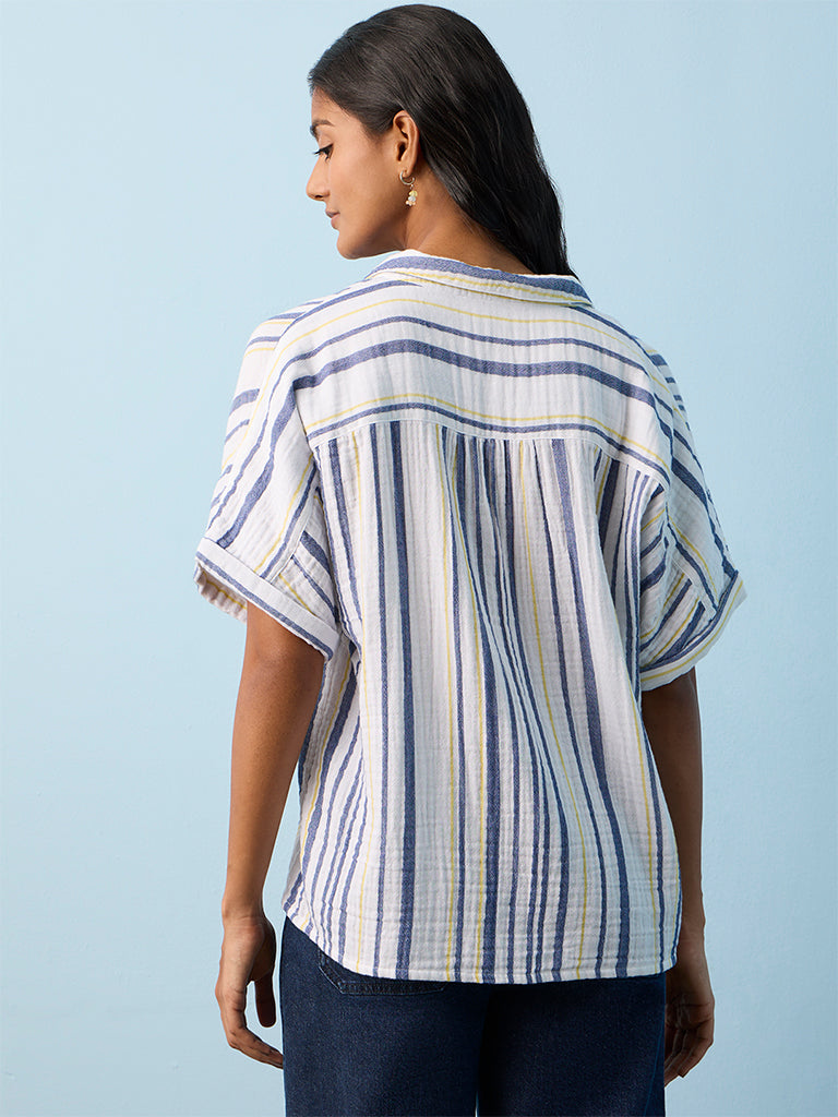 LOV Dusty Blue Striped Shirt