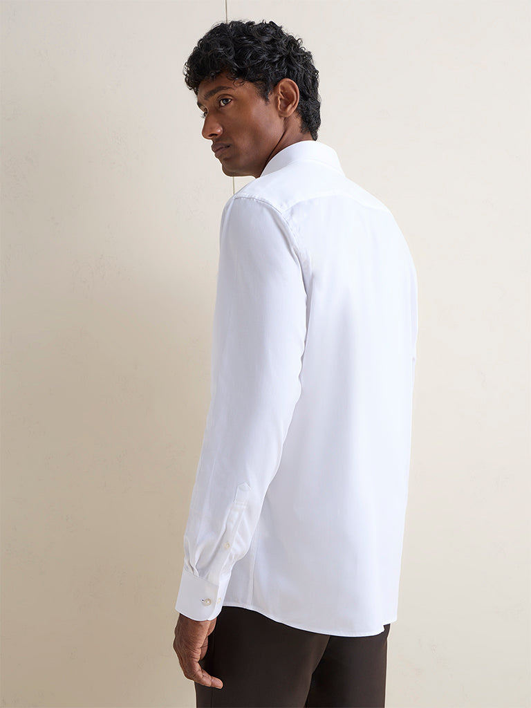 WES Formals White Slim-Fit Cotton Shirt