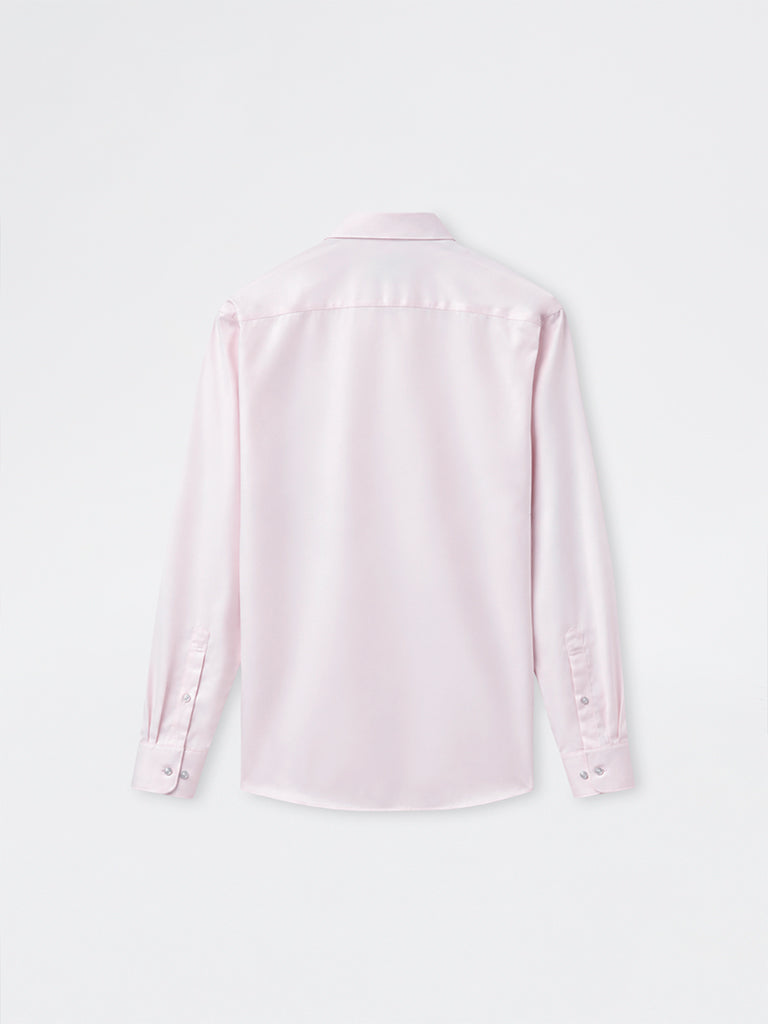 WES Formals Pink Solid Slim-Fit Cotton Shirt