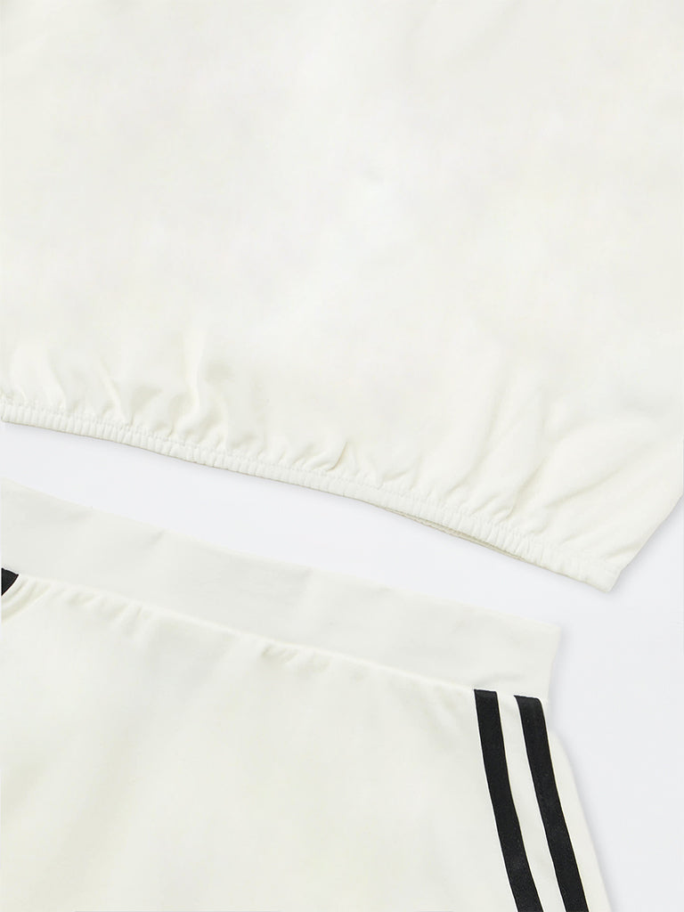 Girls White Text Detail T-Shirt and Skirt Set