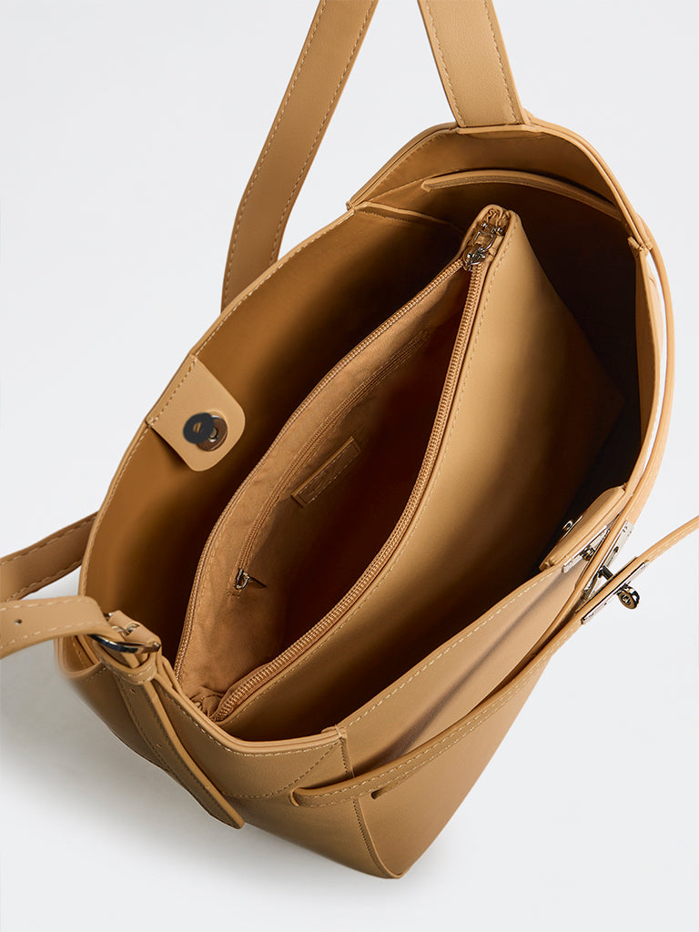 Westside Beige Shoulder Bag with Pouch