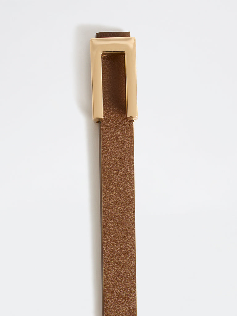 Westside Accessories Brown Rectangular-Buckle Belt