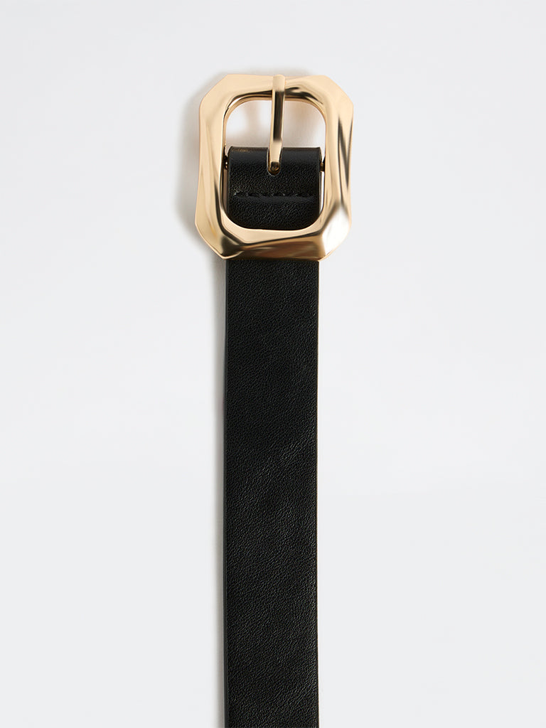 Westside Accessories Black Square Puff Buckle Belt