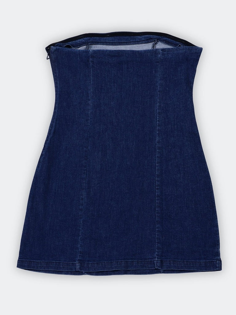 Nuon Blue Denim Off-Shoulder Dress