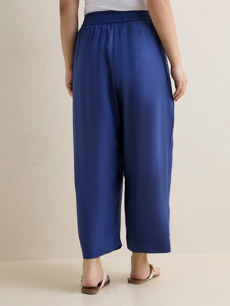 Diza Blue Solid Pants