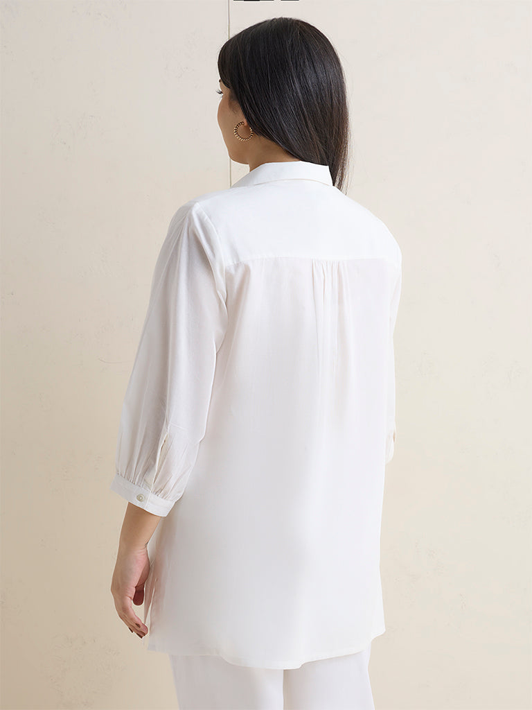 Diza White Floral Printed Cotton Tunic