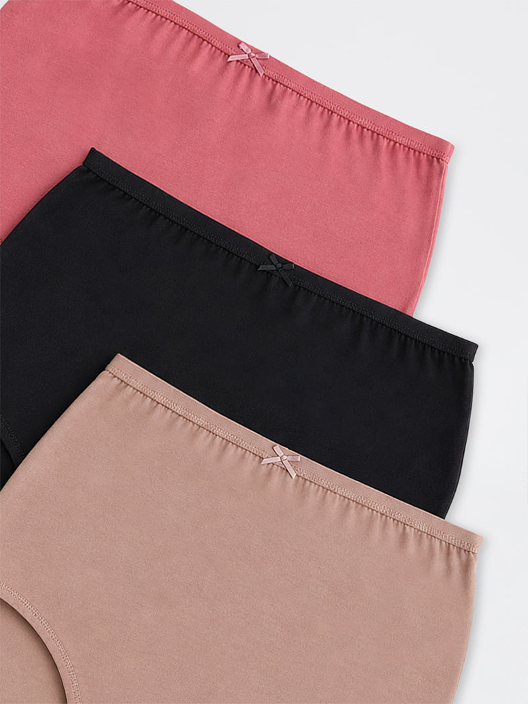 Wunderlove Taupe Full Cotton-Blend Briefs - Pack of 3