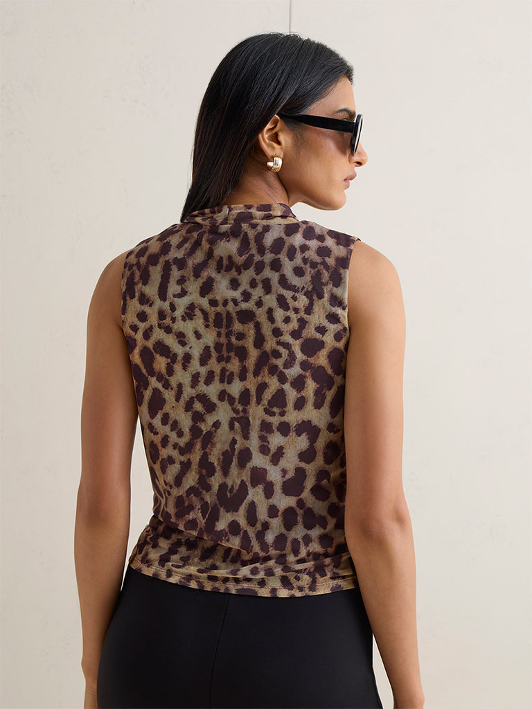 Wardrobe Brown Leopard Printed Top