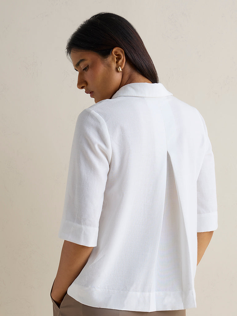 Wardrobe White Solid Blouse