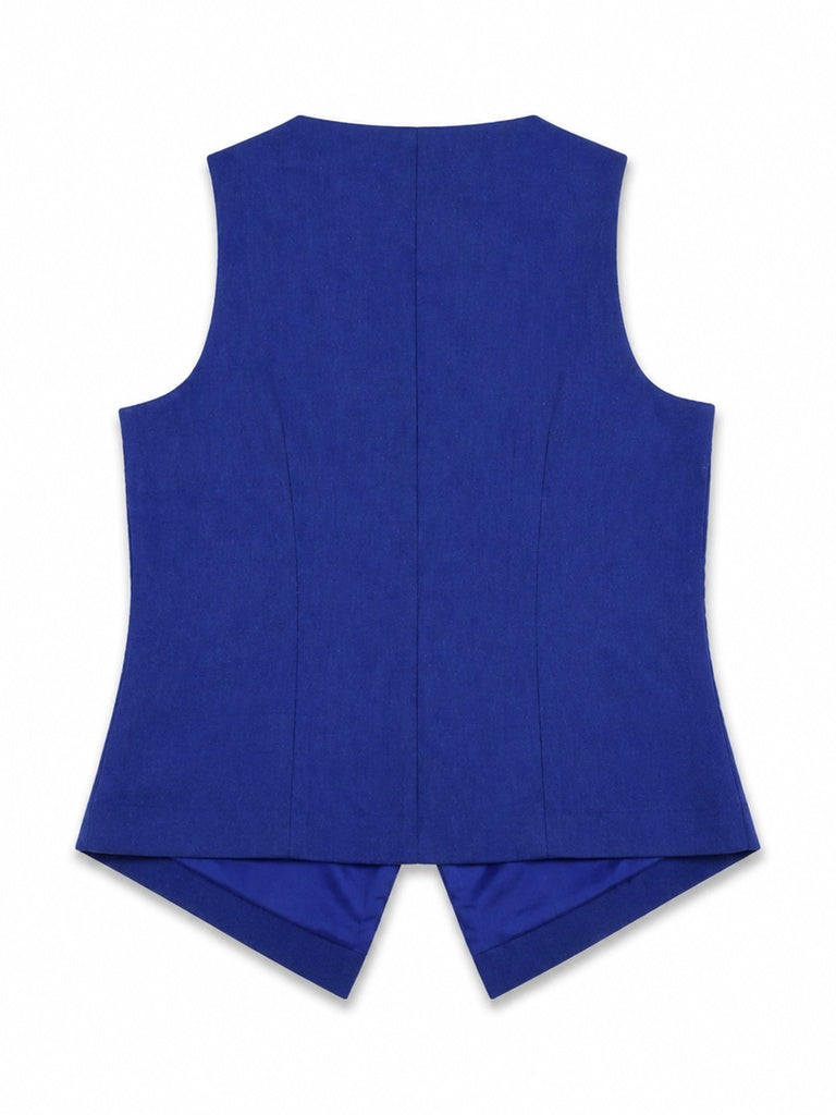 Wardrobe Blue Linen Blend Waistcoat