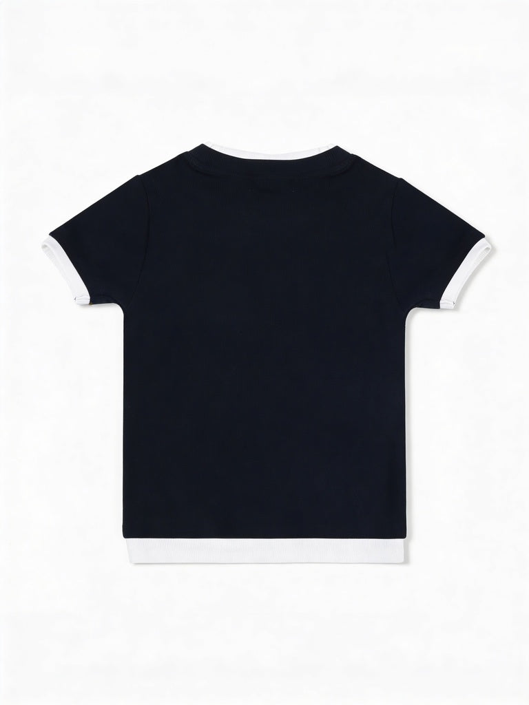 Wardrobe Black Stripe Ribbed Fitted Cotton-Blend T-Shirt