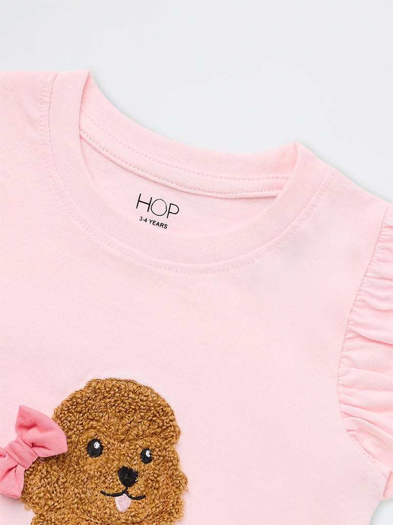 HOP Kids Girls Pink Animal Design Cotton Top