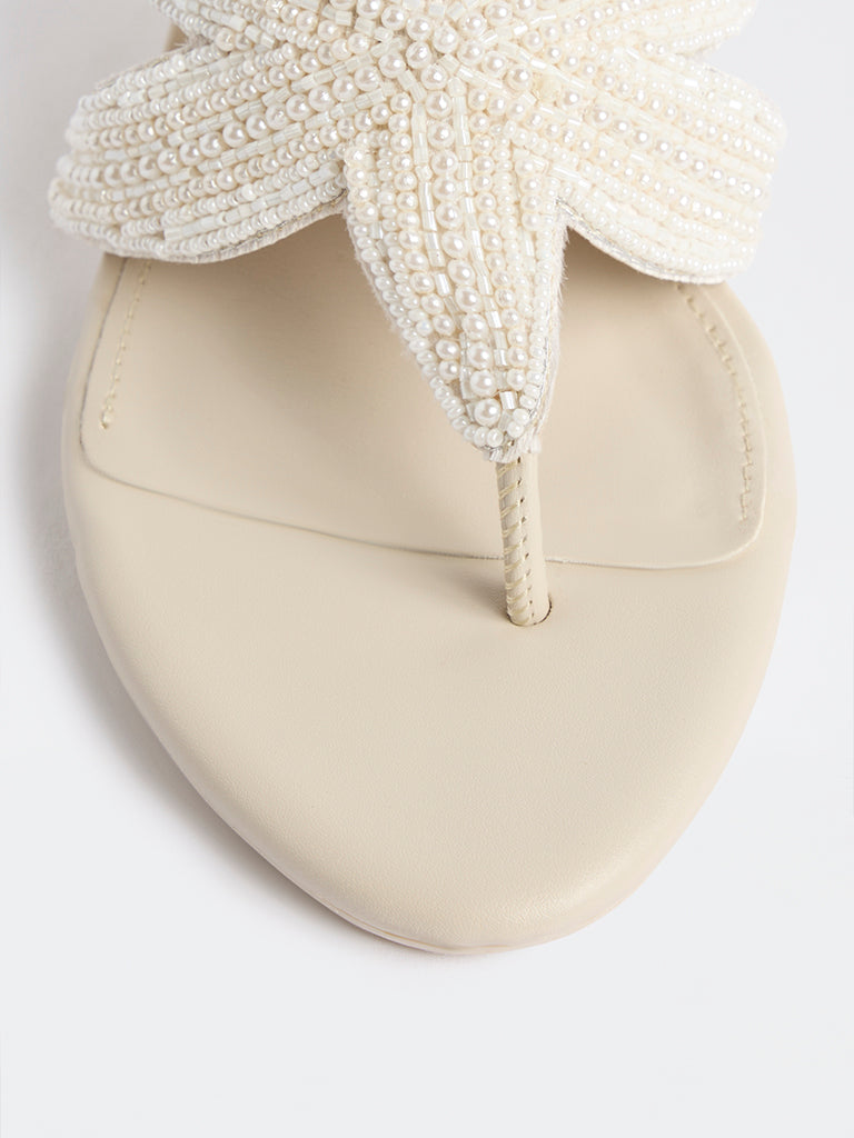 LUNA BLU Ivory Block Heel Sandals