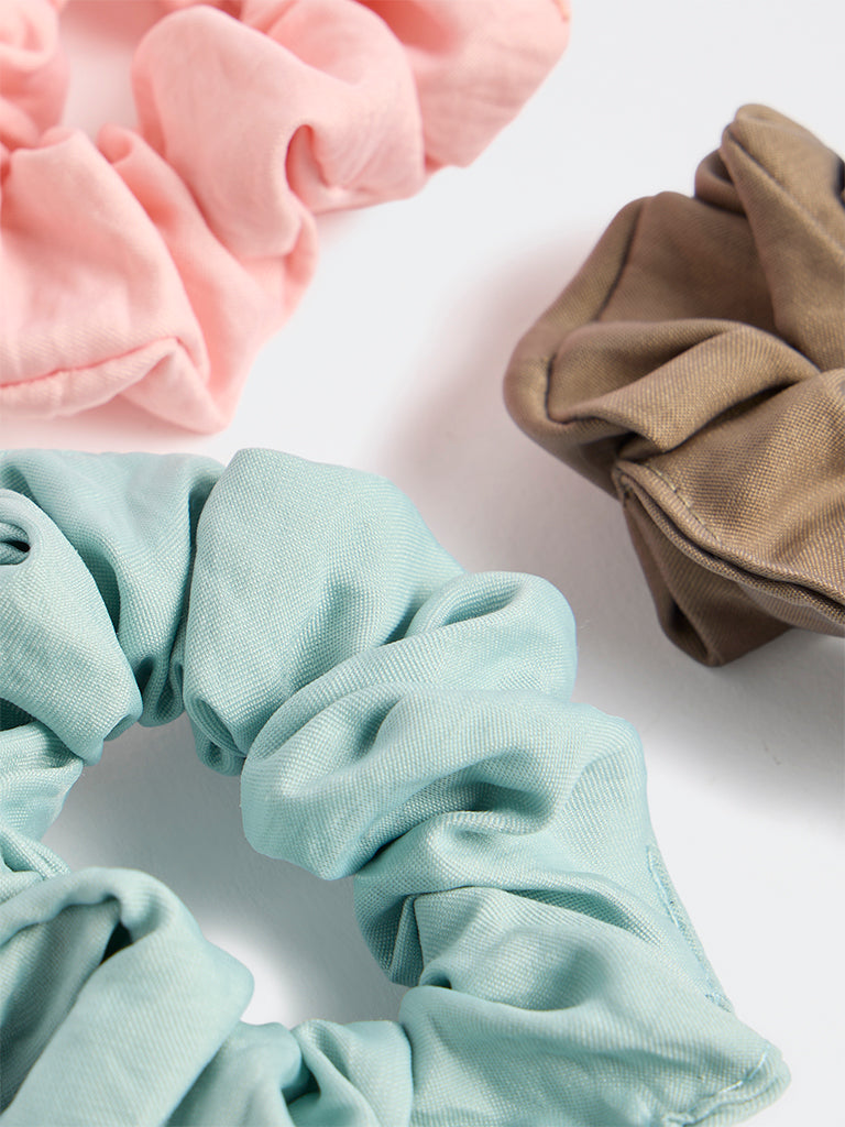 Westside Accessories Multicolour Scrunchies - Pack of 3