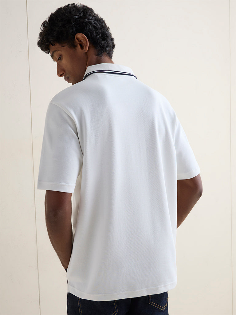 WES Casuals Off-White Relaxed-Fit Cotton-Blend T-Shirt