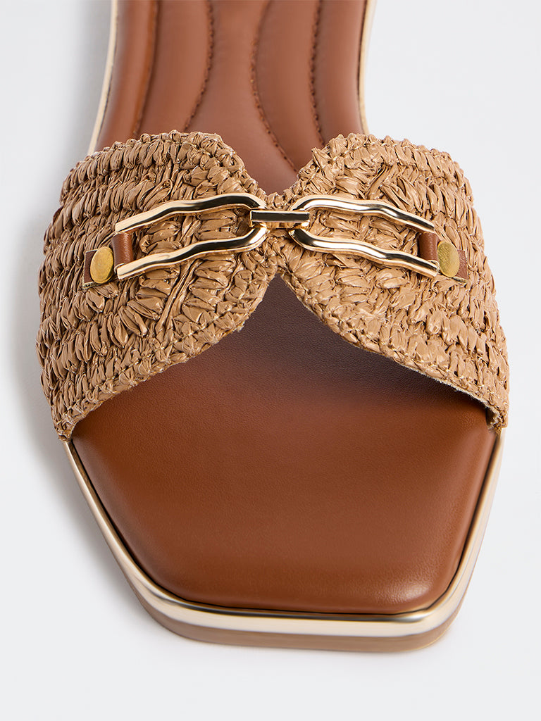 LUNA BLU Tan Slides