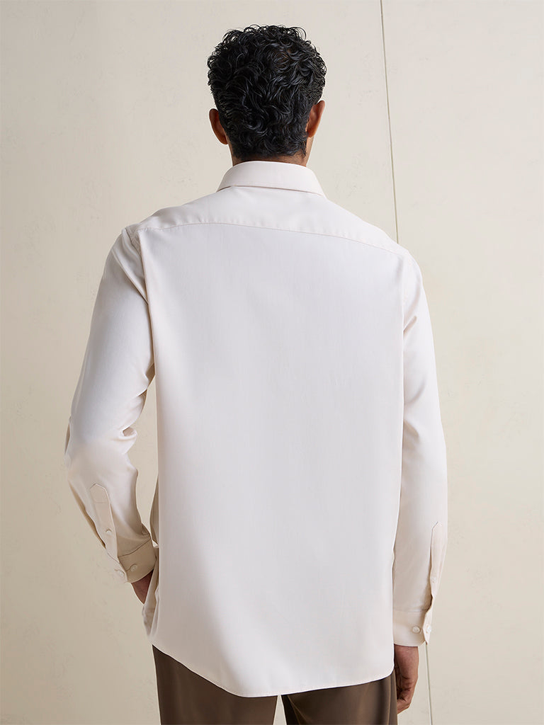 WES Formals Off-White Relaxed-Fit Cotton Shirt