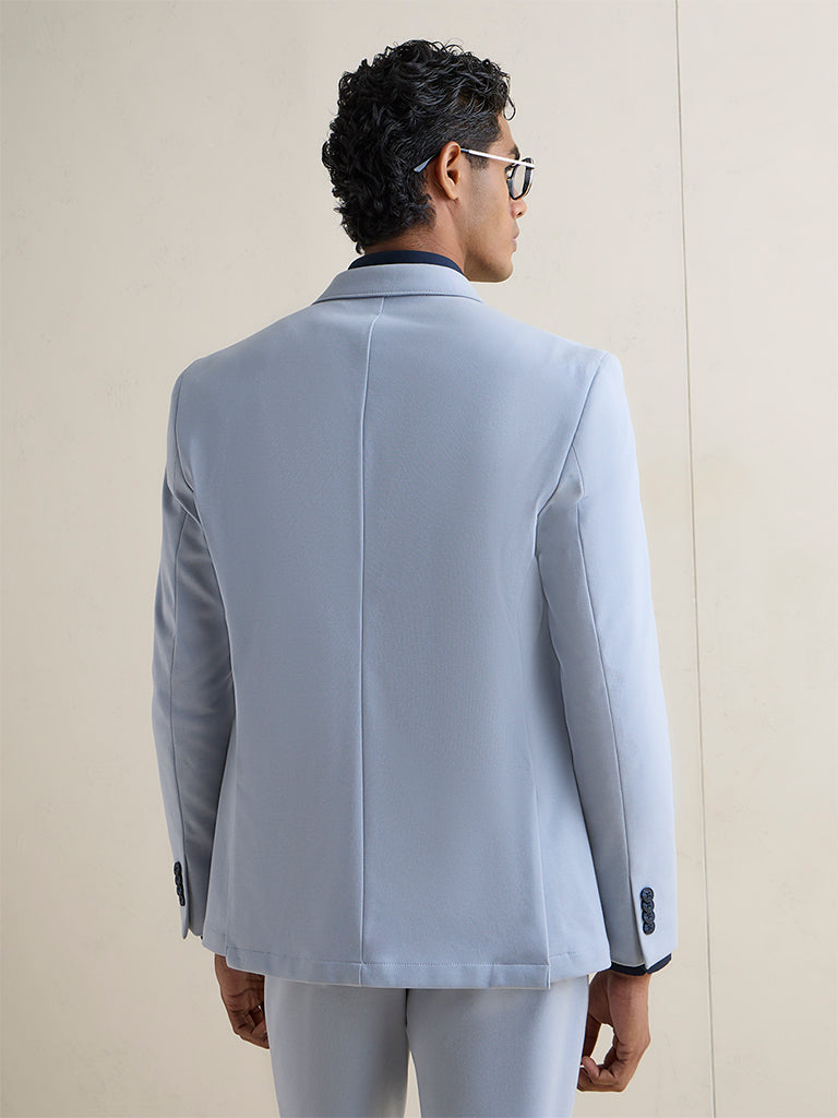 WES Formals Light Blue Slim-Fit Blazer