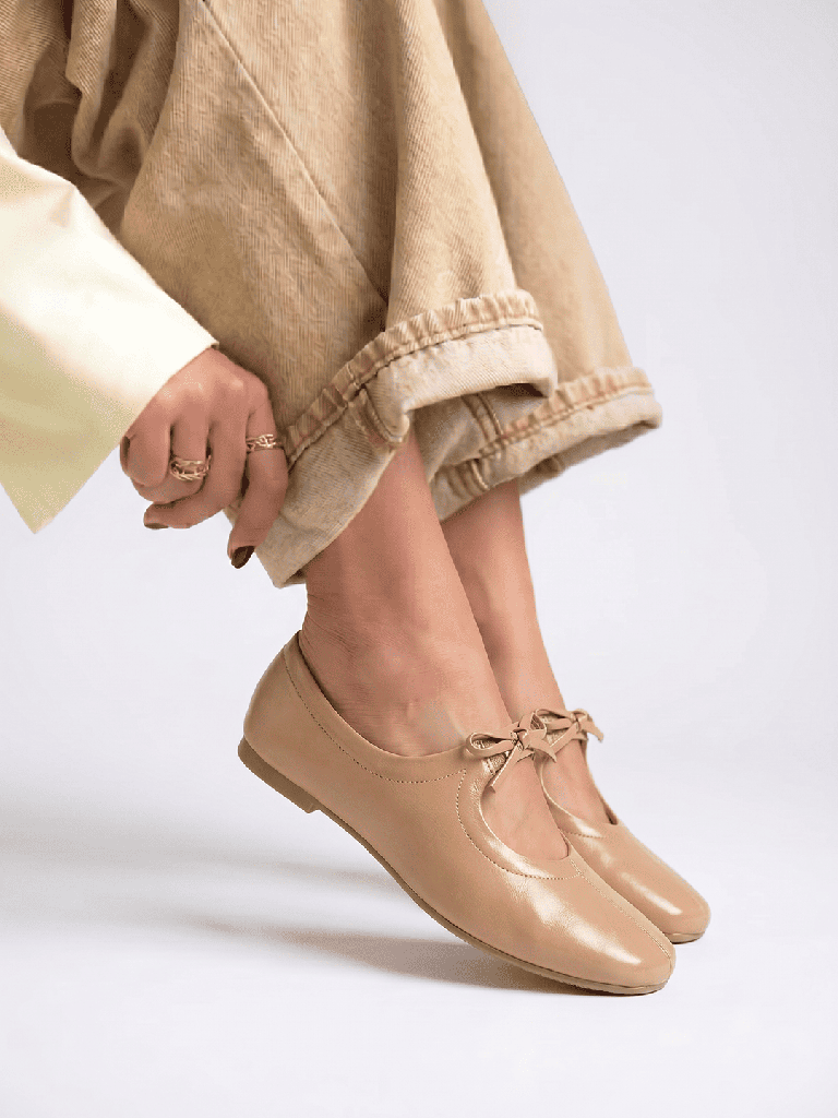 LUNA BLU Peach Bow-Detail Mary Jane Shoes