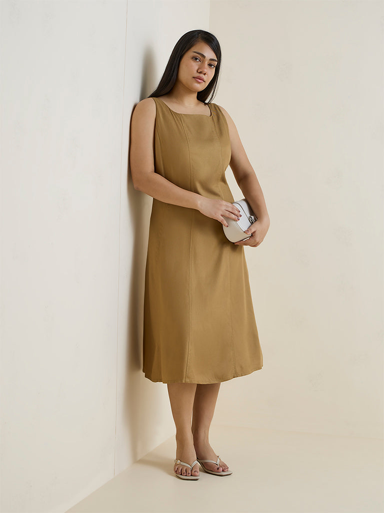 westside beige dress Buy Gia Beige Solid A-Line Cotton Dress from Westside
