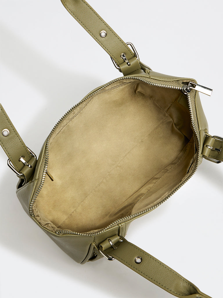 Westside Olive Buckle-Detail Shoulder Bag