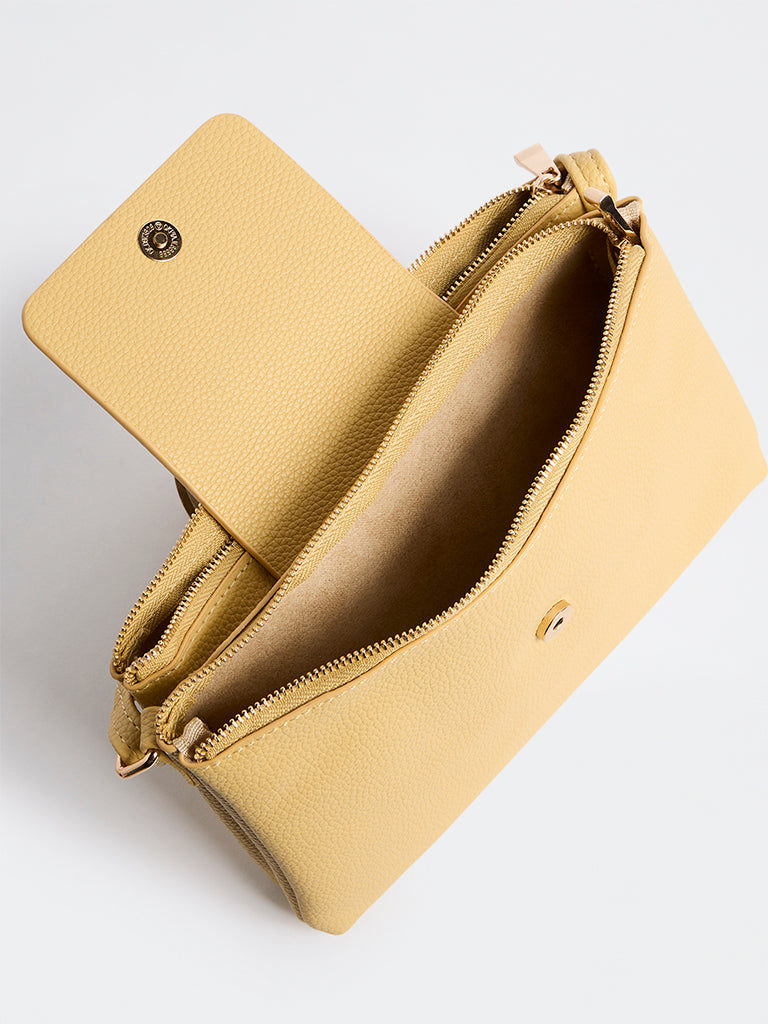 Westside Yellow Textured Sling Bag