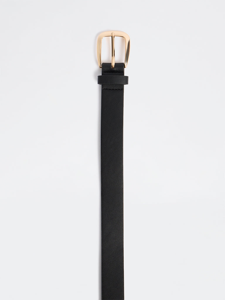 Westside Accessories Black Gold-Toned Buckle Belt