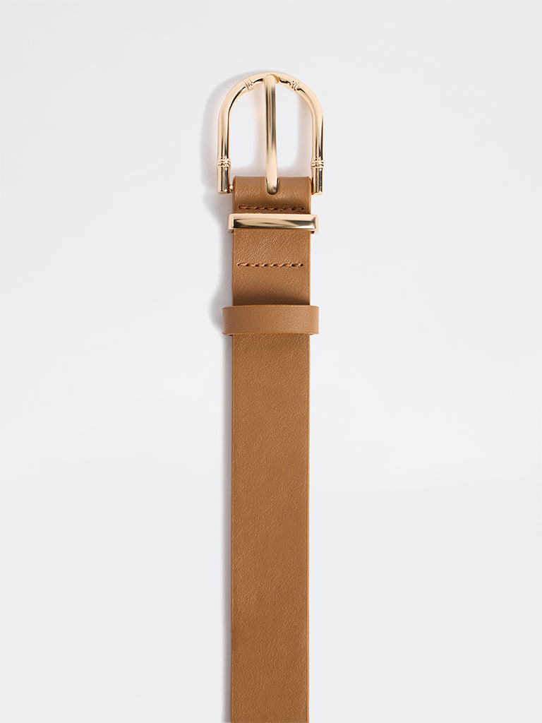 Westside Accessories Light Brown Gold Buckle Belt